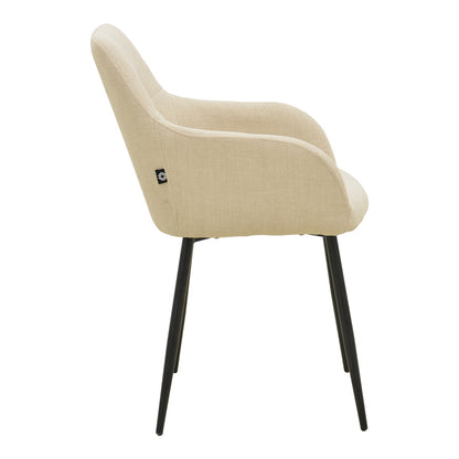 Armchair Zerfia Beige Fabric-Black Metal Leg 43x59.5x85