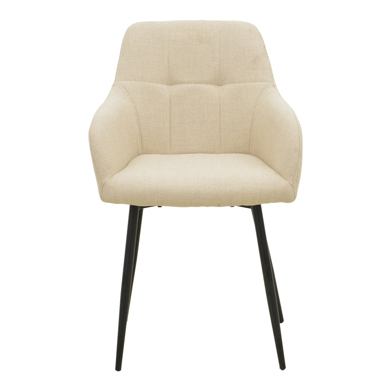 Armchair Zerfia Beige Fabric-Black Metal Leg 43x59.5x85