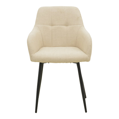 Armchair Zerfia Beige Fabric-Black Metal Leg 43x59.5x85