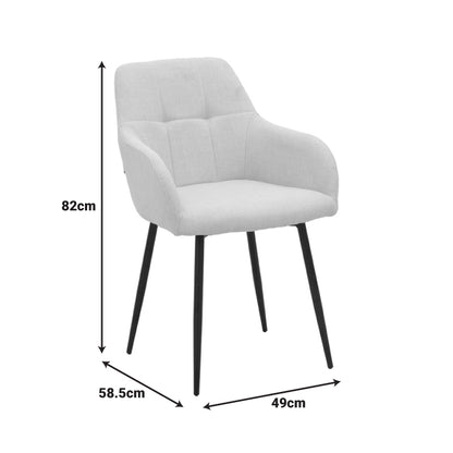 Armchair Zerfia Beige Fabric-Black Metal Leg 43x59.5x85