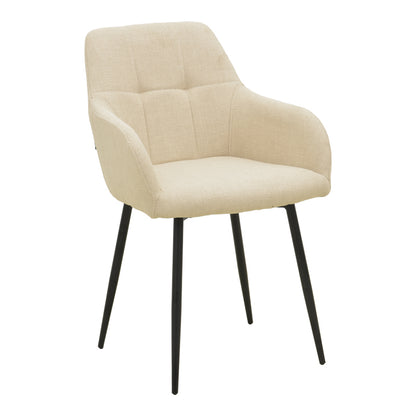Armchair Zerfia Beige Fabric-Black Metal Leg 43x59.5x85