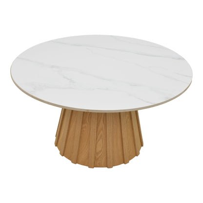 Τραπέζι Σαλονιού Franzel Sintered Stone σε Όψη Μαρμάρου-MDF σε Φυσική Απόχρωση Φ80x40