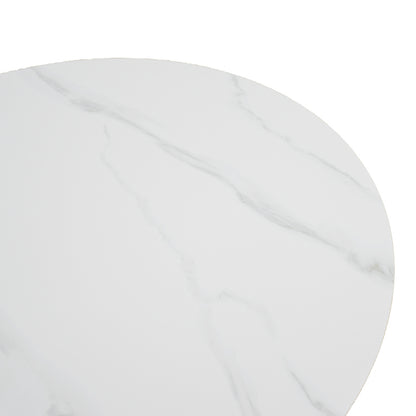Τραπέζι Σαλονιού Franzel Sintered Stone σε Όψη Μαρμάρου-MDF σε Φυσική Απόχρωση Φ80x40