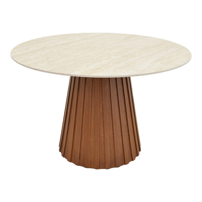 Τραπέζι Franzel Sintered Stone σε Όψη Τραβερτίνας-MDF Καρυδί Φ120x75
