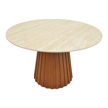Τραπέζι Franzel Sintered Stone σε Όψη Τραβερτίνας-MDF Καρυδί Φ120x75