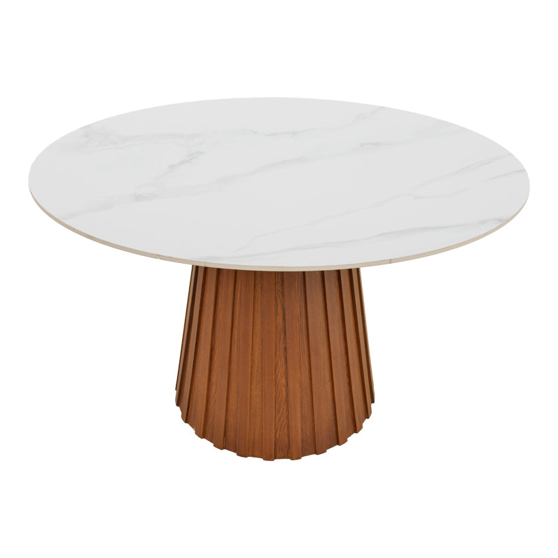 Franzel Sintered Stone Marble-Look Dining Table with Natural MDF Base Φ120x75