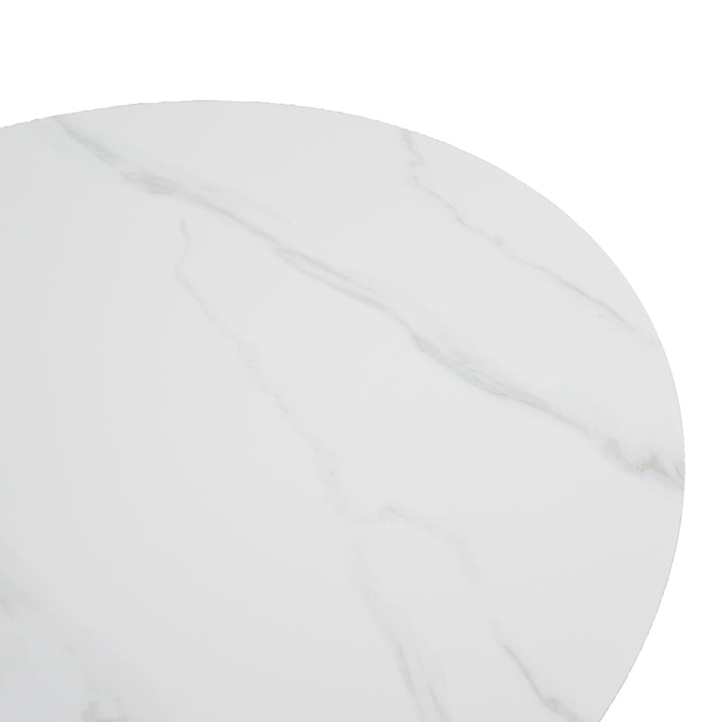 Franzel Sintered Stone Marble-Look Dining Table with Natural MDF Base Φ120x75