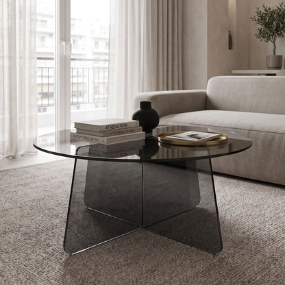 Coffee Table Cleary Tempered 8mm Anthracite Glass Φ70x45