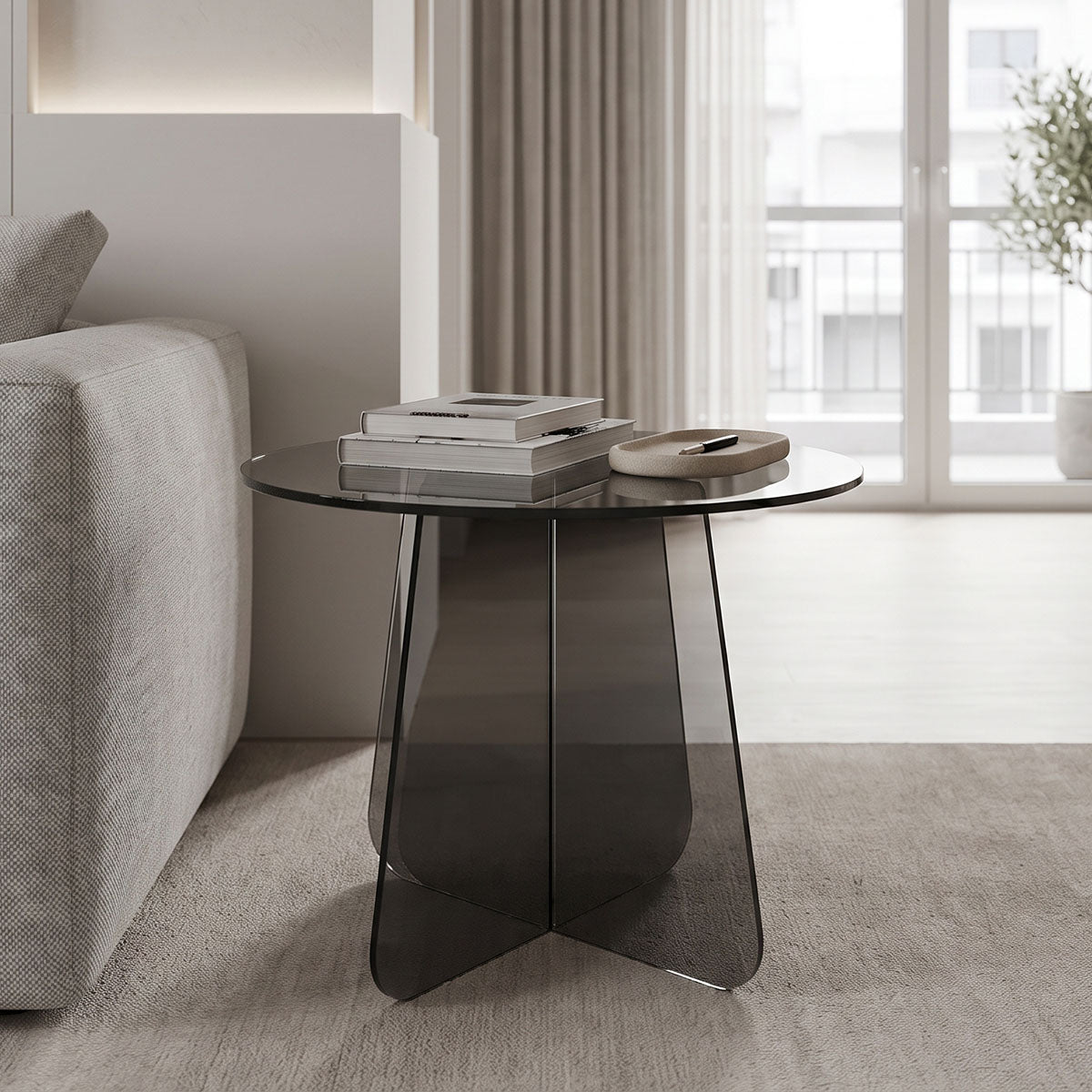 Cleary Side Table Tempered 8mm Anthracite Glass Φ50x45