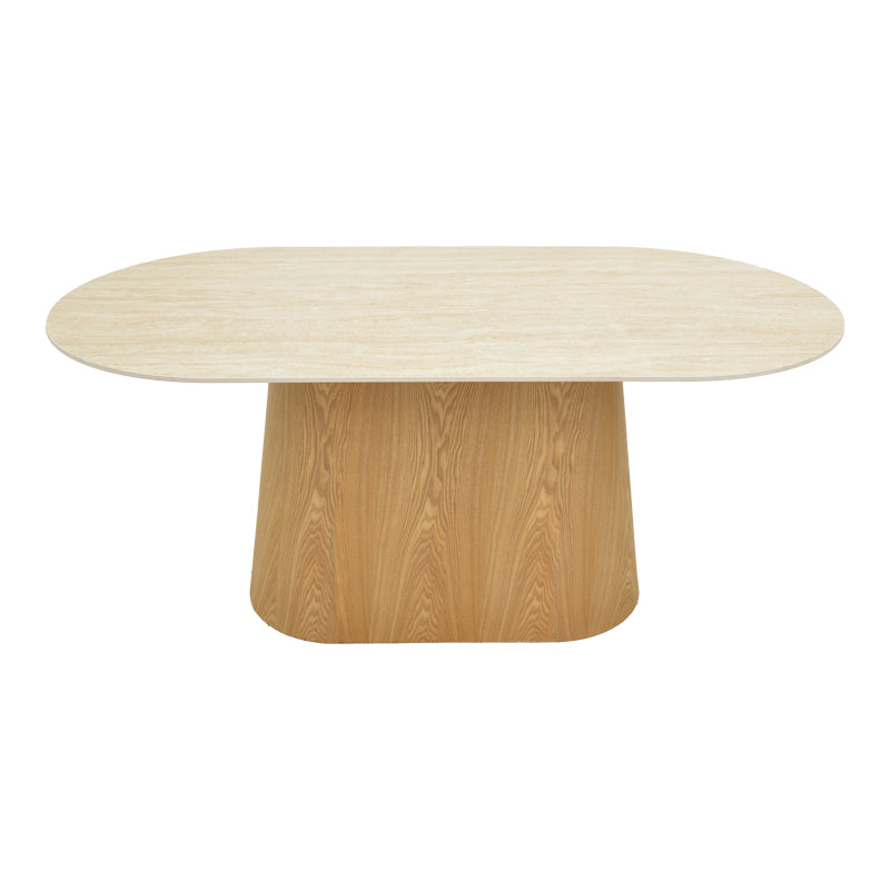 Karlino Sintered Stone Travertine Look Table - MDF in Natural Shade 180x90x76