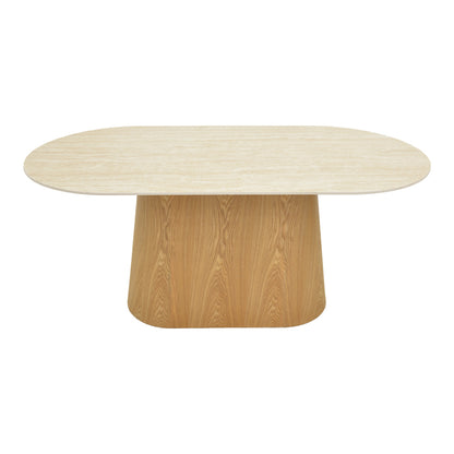 Karlino Sintered Stone Travertine Look Table - MDF in Natural Shade 180x90x76