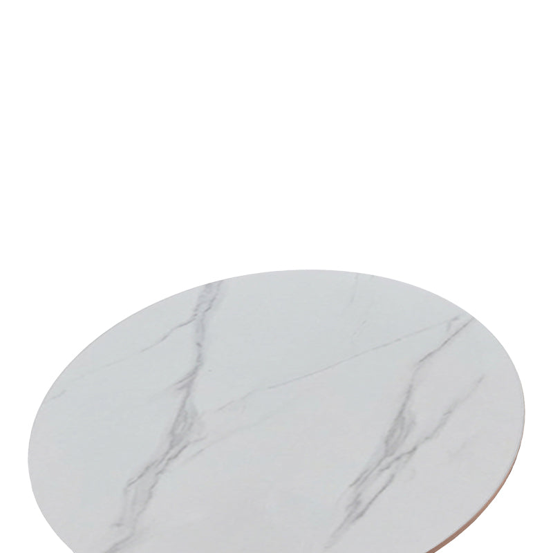 Tραπέζι Balou Sintered Stone σε Λευκή Απόχρωση με Όψη Μαρμάρου-Βάση Λευκό Μέταλλο Φ90x73