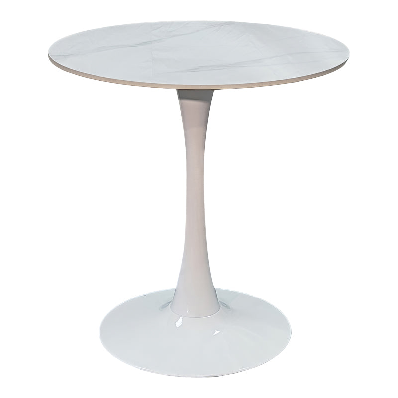 Tραπέζι Balou Sintered Stone σε Λευκή Απόχρωση με Όψη Μαρμάρου-Βάση Λευκό Μέταλλο Φ90x73