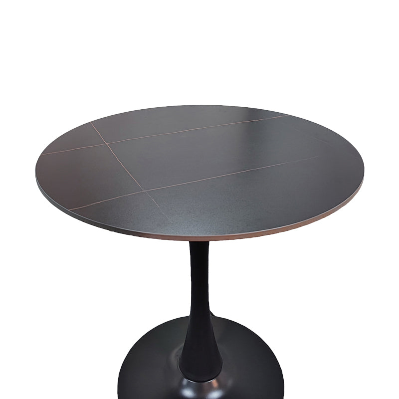 Tραπέζι Balou Sintered Stone σε Μαύρη Απόχρωση με Όψη Μαρμάρου-Βάση Μαύρο Μέταλλο Φ90x73