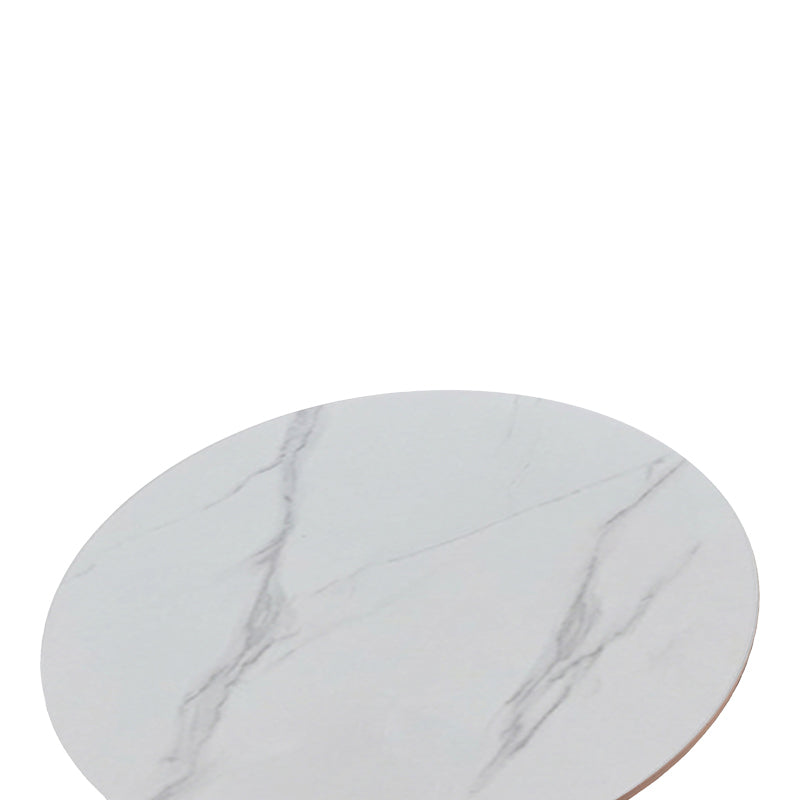 Tραπέζι Balou Sintered Stone σε Λευκή Απόχρωση με Όψη Μαρμάρου-Βάση Λευκό Μέταλλο Φ120x73