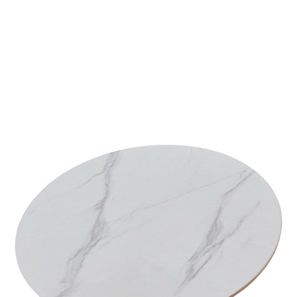 Tραπέζι Balou Sintered Stone σε Λευκή Απόχρωση με Όψη Μαρμάρου-Βάση Λευκό Μέταλλο Φ120x73