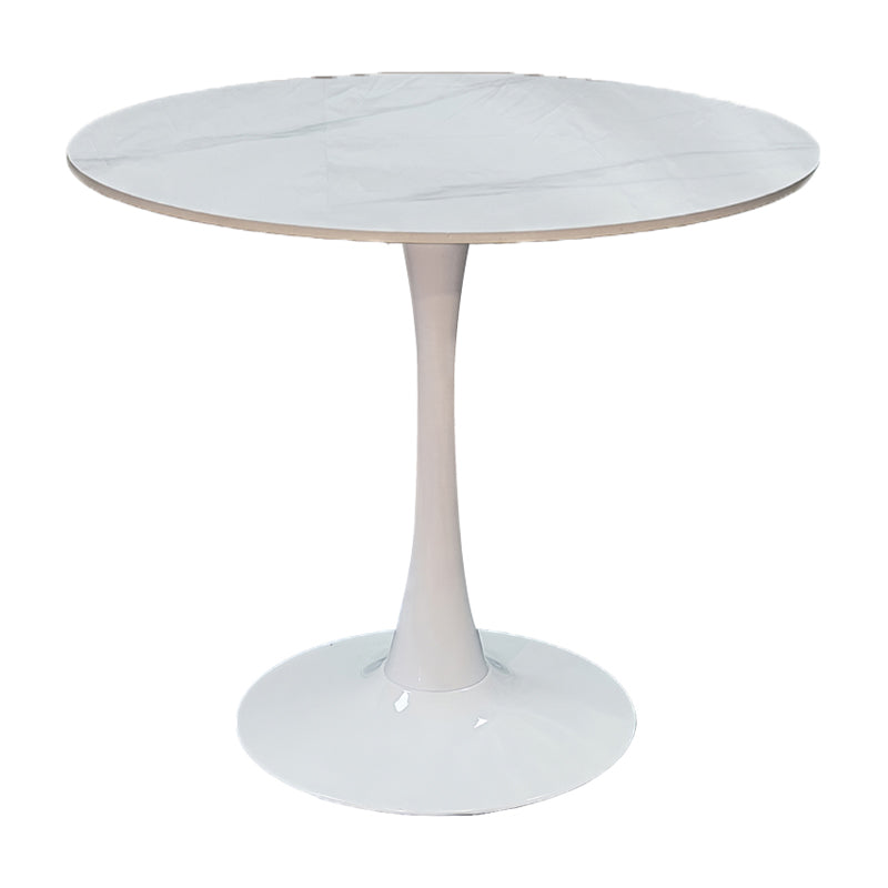 Tραπέζι Balou Sintered Stone σε Λευκή Απόχρωση με Όψη Μαρμάρου-Βάση Λευκό Μέταλλο Φ120x73