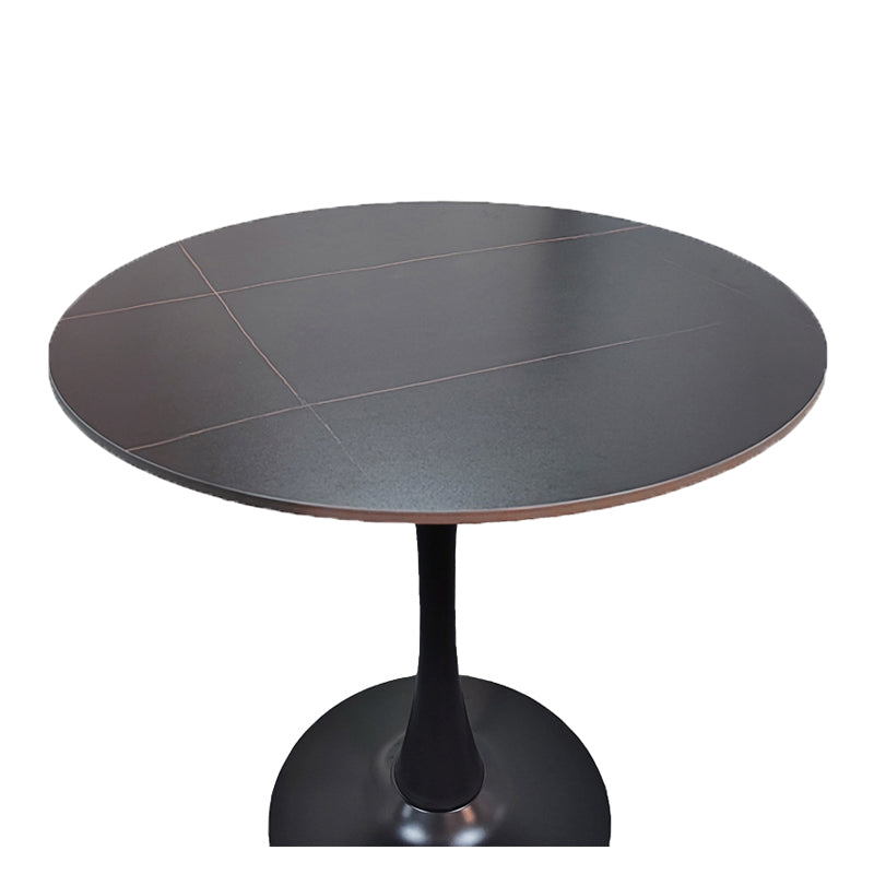 Tραπέζι Balou Sintered Stone σε Μαύρη Απόχρωση με Όψη Μαρμάρου-Βάση Μαύρο Μέταλλο Φ120x73