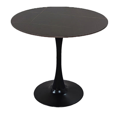 Tραπέζι Balou Sintered Stone σε Μαύρη Απόχρωση με Όψη Μαρμάρου-Βάση Μαύρο Μέταλλο Φ120x73