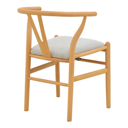 Καρέκλα Wishbone Rubberwood-Ύφασμα σε Φυσική-Γκρι Απόχρωση 51x58x73