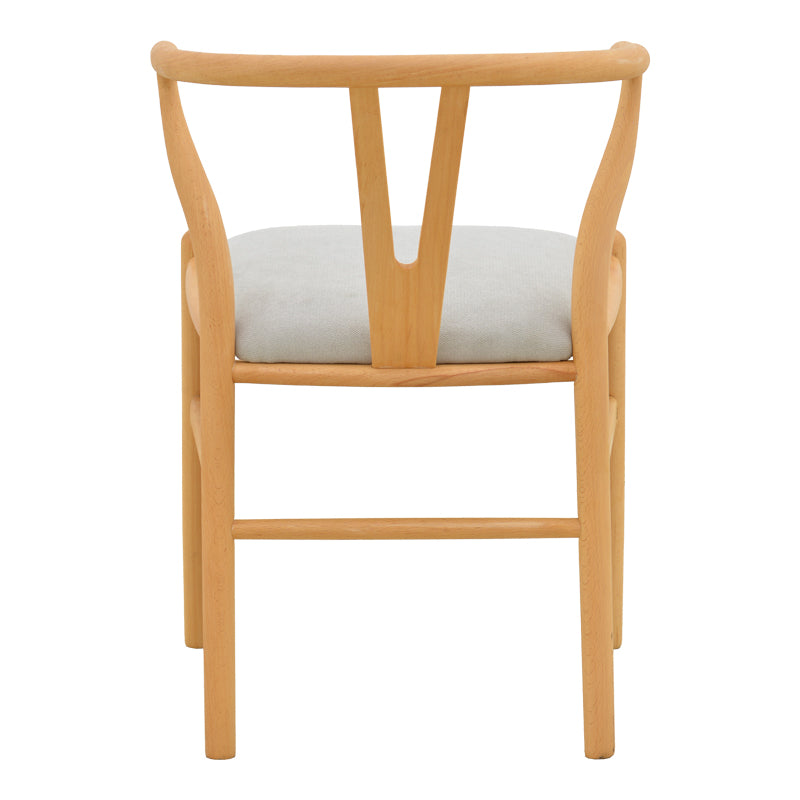 Καρέκλα Wishbone Rubberwood-Ύφασμα σε Φυσική-Γκρι Απόχρωση 51x58x73