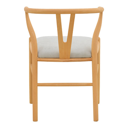 Καρέκλα Wishbone Rubberwood-Ύφασμα σε Φυσική-Γκρι Απόχρωση 51x58x73