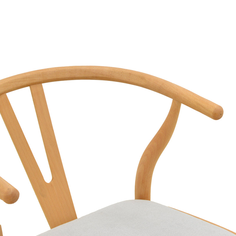 Καρέκλα Wishbone Rubberwood-Ύφασμα σε Φυσική-Γκρι Απόχρωση 51x58x73