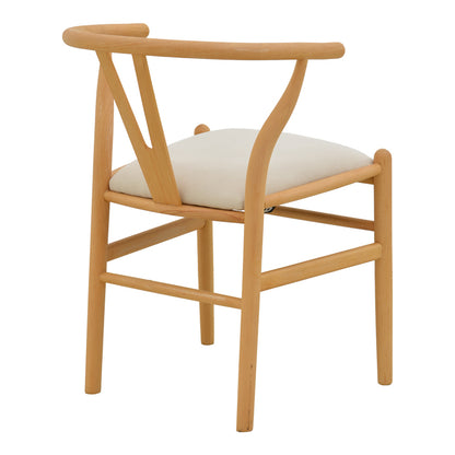 Wishbone Chair Rubberwood-Fabric in Natural-Beige 51x58x73