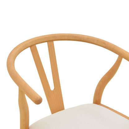 Wishbone Chair Rubberwood-Fabric in Natural-Beige 51x58x73