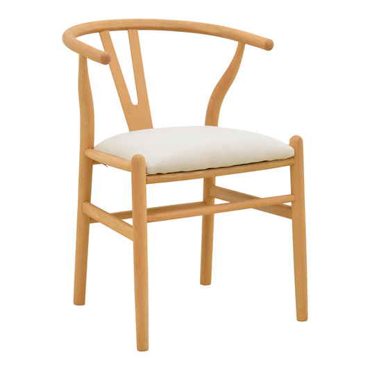 Καρέκλα Wishbone Rubberwood-Ύφασμα σε Φυσική-Μπεζ Απόχρωση 51x58x73