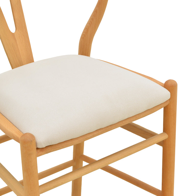 Wishbone Bar Stool Mid-Height Rubberwood-Fabric in Natural-Beige 51x60x95