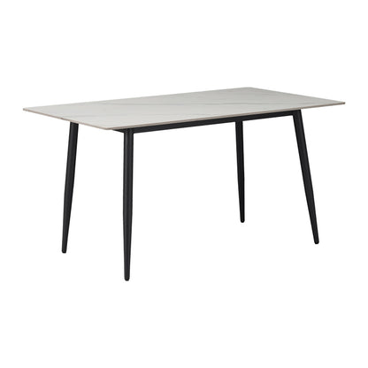 Τραπέζι Gustas Λευκό Μαρμάρου Sintered Stone-Μαύρο Μέταλλο 140x80x76