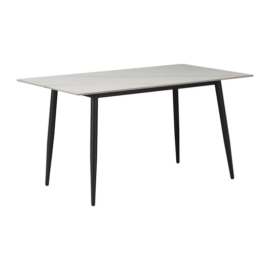 Τραπέζι Gustas Λευκό Μαρμάρου Sintered Stone-Μαύρο Μέταλλο 140x80x76