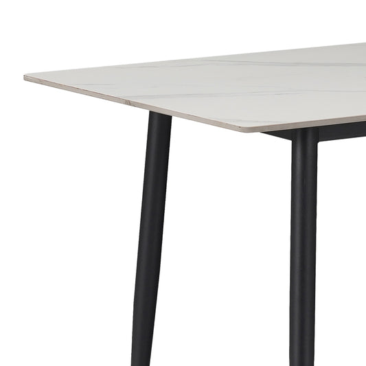 Τραπέζι Gustas Λευκό Μαρμάρου Sintered Stone-Μαύρο Μέταλλο 160x80x76