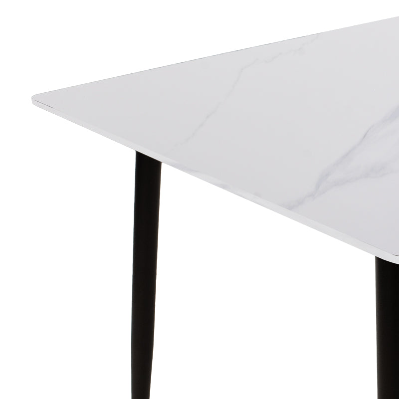 Gustas White Sintered Stone-Black Metal Table 160x80x76