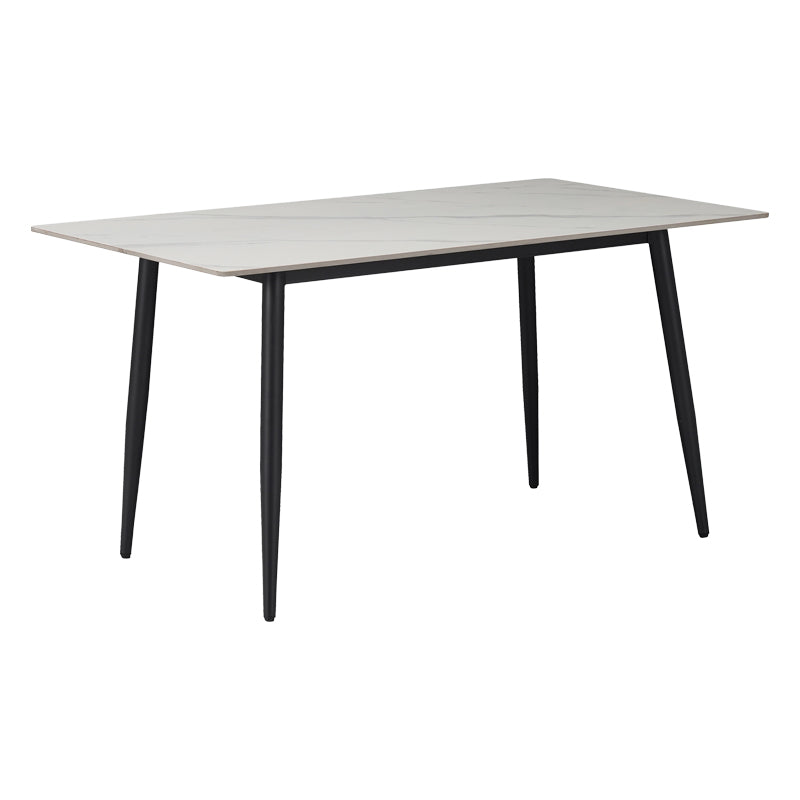 Gustas White Sintered Stone-Black Metal Table 160x80x76