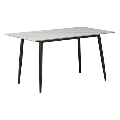 Gustas White Sintered Stone-Black Metal Table 160x80x76