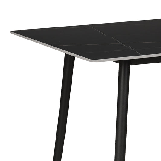 Τραπέζι Gustas Μαύρο Μαρμάρου Sintered Stone-Μαύρο Μέταλλο 140x80x76