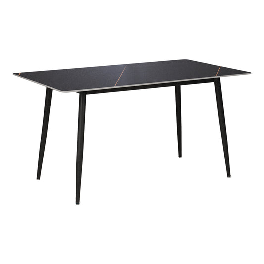 Τραπέζι Gustas Μαύρο Μαρμάρου Sintered Stone-Μαύρο Μέταλλο 140x80x76