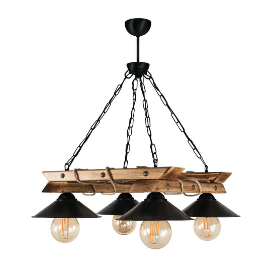 PDT 2060-4 ΤΕΤΡΑΓΩΝΗ ΞΥΛΙΝΗ ΒΑΣΗ ΜΕ ΚΑΜΠΑΝΑ ΚΑΠΕΛΑ 4xΕ27 57x57x70