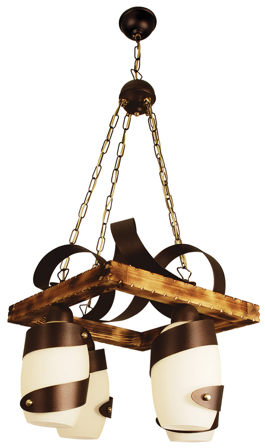 PDA 134-4 WH 4/Φ ΞΥΛΙΝΟ ΤΕΤΡΑΓΩΝΟ ΛΕΥΚΟ ΓΥΑΛΙ 4xΕ27 45x45x110