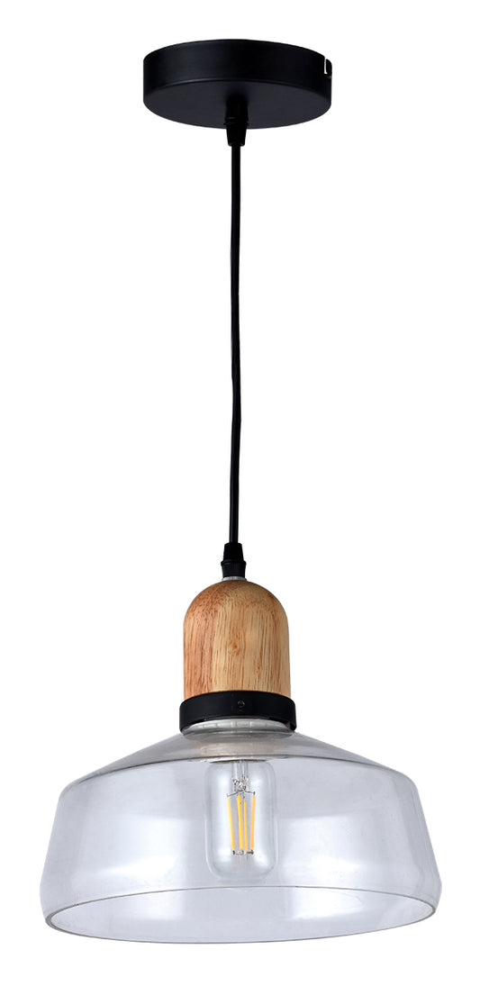 PDC 117 # 1/Φ ΔΙΑΦΑΝΟ ΓΥΑΛΙ ΚΑΜΠΑΝΑ ΜΕ ΞΥΛΟ ΛΕΠΤΟΜΕΡΕΙΑ Ε27 Φ23x90