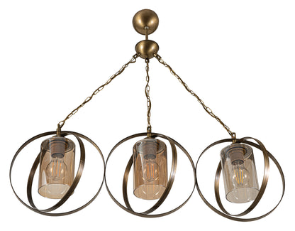 PDT 2063-3 # ΚΡΕΜ. 3/Φ ΔΥΟ ΜΕΤΑΛΛΙΚΟΙ ΚΥΚΛΟΙ ΚΑΙ ΚΥΛΙΝΔΡΙΚΟ ΓΥΑΛΙ Ε27 79x23x80