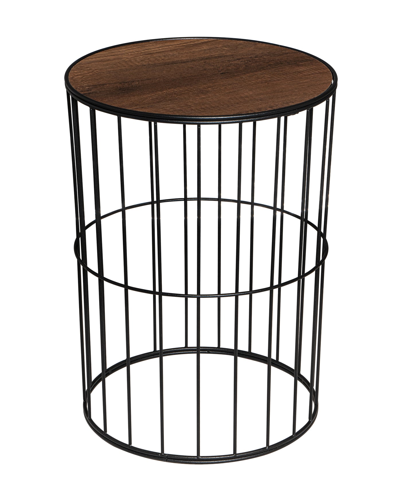 TBH-04 BK ΤΡΑΠΕΖΑΚΙ ΜΑΥΡΟ ΣΤΡΟΓΓΥΛΟ ΠΛΕΓΜΑ ΜΕ ΞΥΛΟ Φ35x45