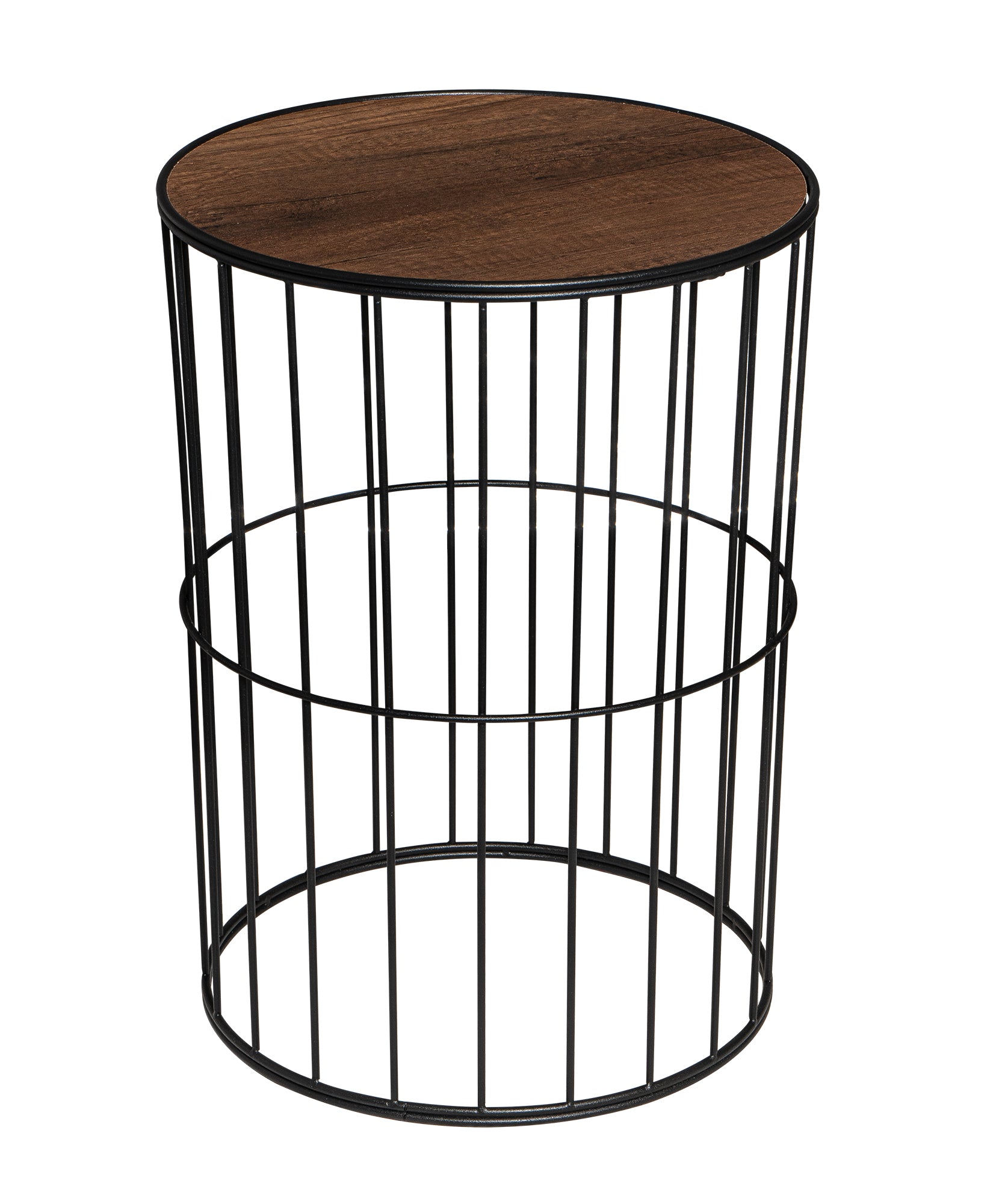 TBH-04 BK ΤΡΑΠΕΖΑΚΙ ΜΑΥΡΟ ΣΤΡΟΓΓΥΛΟ ΠΛΕΓΜΑ ΜΕ ΞΥΛΟ Φ35x45