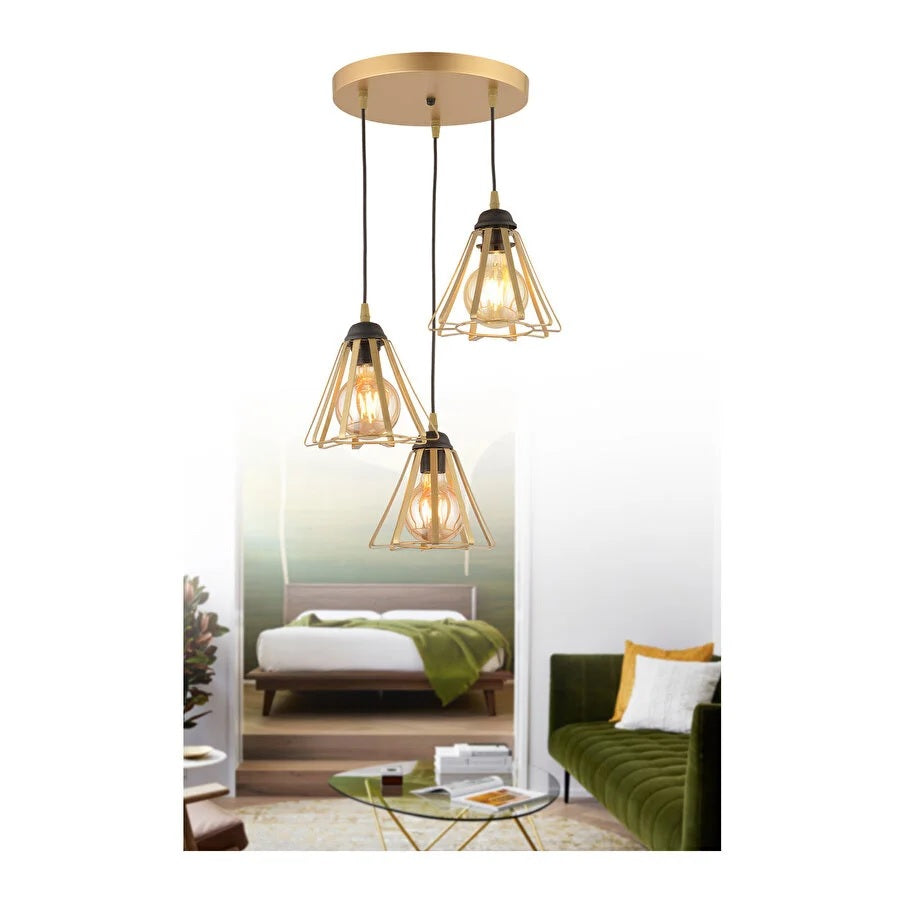 PDT 1255-3 AB 3/Φ ΤΡΙΓΩΝΑ ΣΕ ΡΟΖΕΤΑ 3xΕ27 Φ24x80