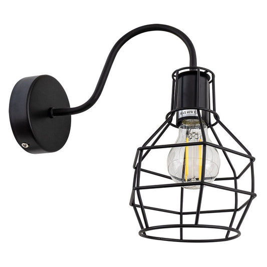 WLC 310 ΑΠΛΙΚΑ ΣΤΡΟΓΓΥΛΗ ΜΑΥΡΗ ΠΛΕΓΜΑ 1xΕ27 28x26εκ