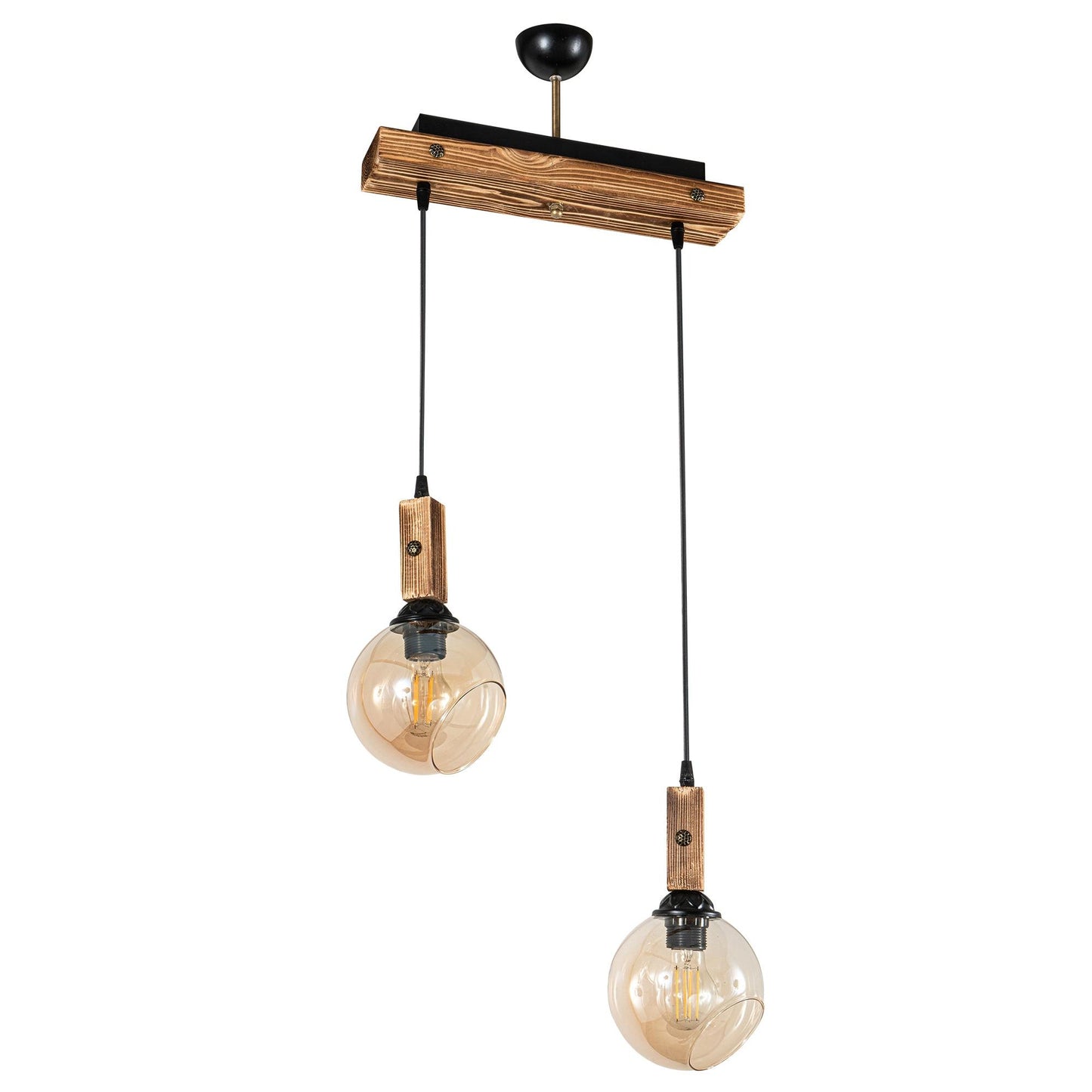 PDT 2061-2S ΡΑΓΑ 2/Φ ΚΡΕΜ. ΛΕΠΤ/ΡΕΙΑ ΞΥΛΟ ΜΕ ΜΕΛΙ ΓΥΑΛΙ 2xΕ27 45x15x110