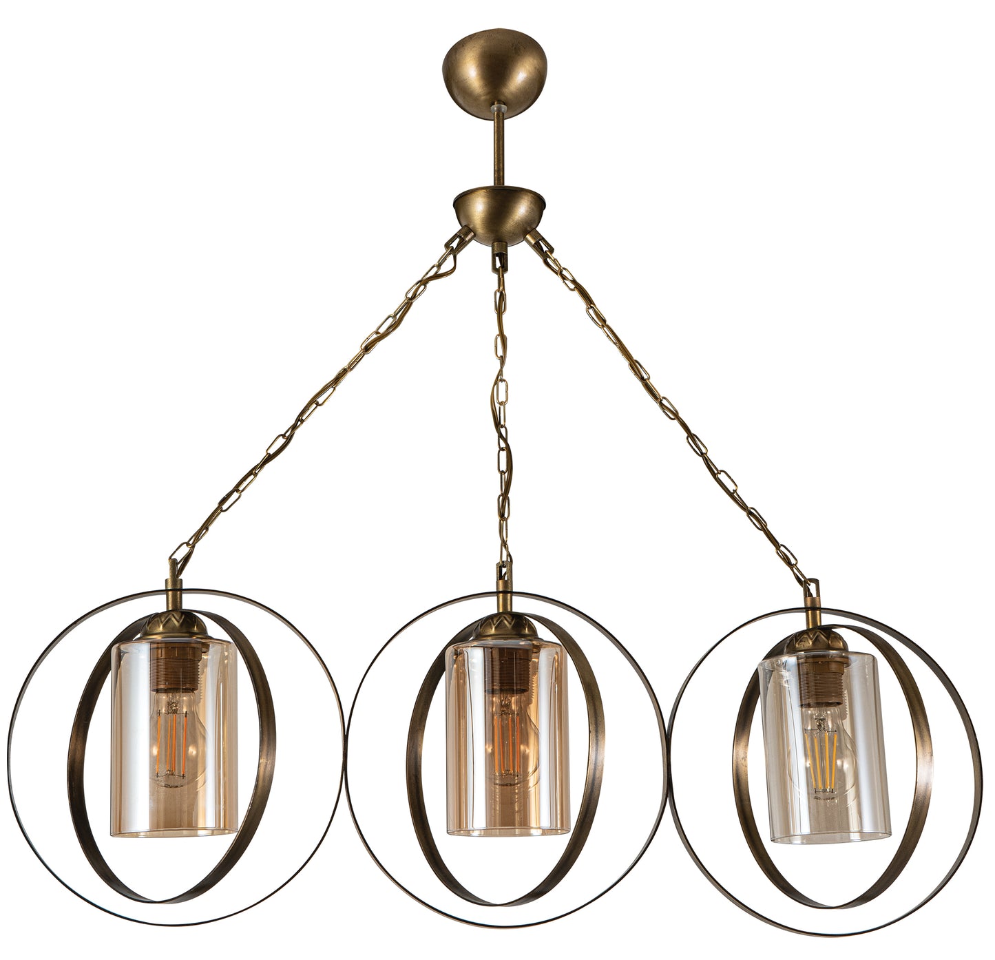 PDT 2063-3 # ΚΡΕΜ. 3/Φ ΔΥΟ ΜΕΤΑΛΛΙΚΟΙ ΚΥΚΛΟΙ ΚΑΙ ΚΥΛΙΝΔΡΙΚΟ ΓΥΑΛΙ Ε27 79x23x80