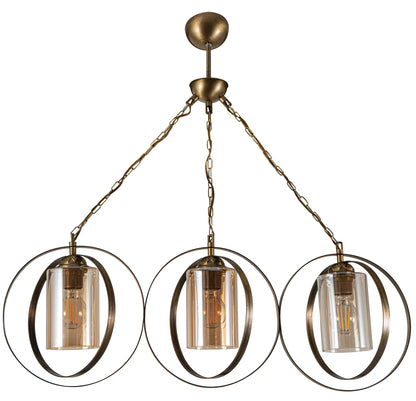 PDT 2063-3 # ΚΡΕΜ. 3/Φ ΔΥΟ ΜΕΤΑΛΛΙΚΟΙ ΚΥΚΛΟΙ ΚΑΙ ΚΥΛΙΝΔΡΙΚΟ ΓΥΑΛΙ Ε27 79x23x80